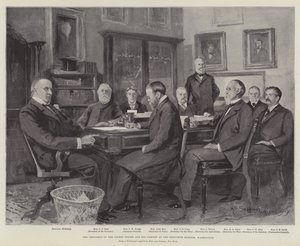 De President van de Verenigde Staten en zijn Kabinet in het Witte Huis, Washington door Henry Charles Seppings Wright